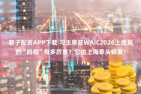 君子配资APP下载 习主席在WAIC2026上提到的“妈祖”有多厉害？它由上海牵头研发！